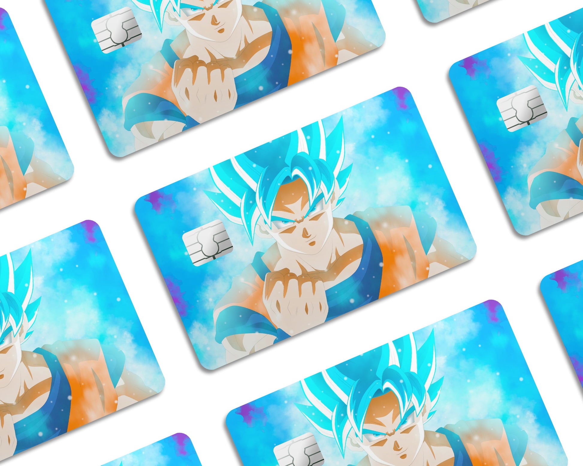 Anime Town Creations Credit Card Dragon Ball Goku Blue Half Skins - Anime Dragon Ball Skin