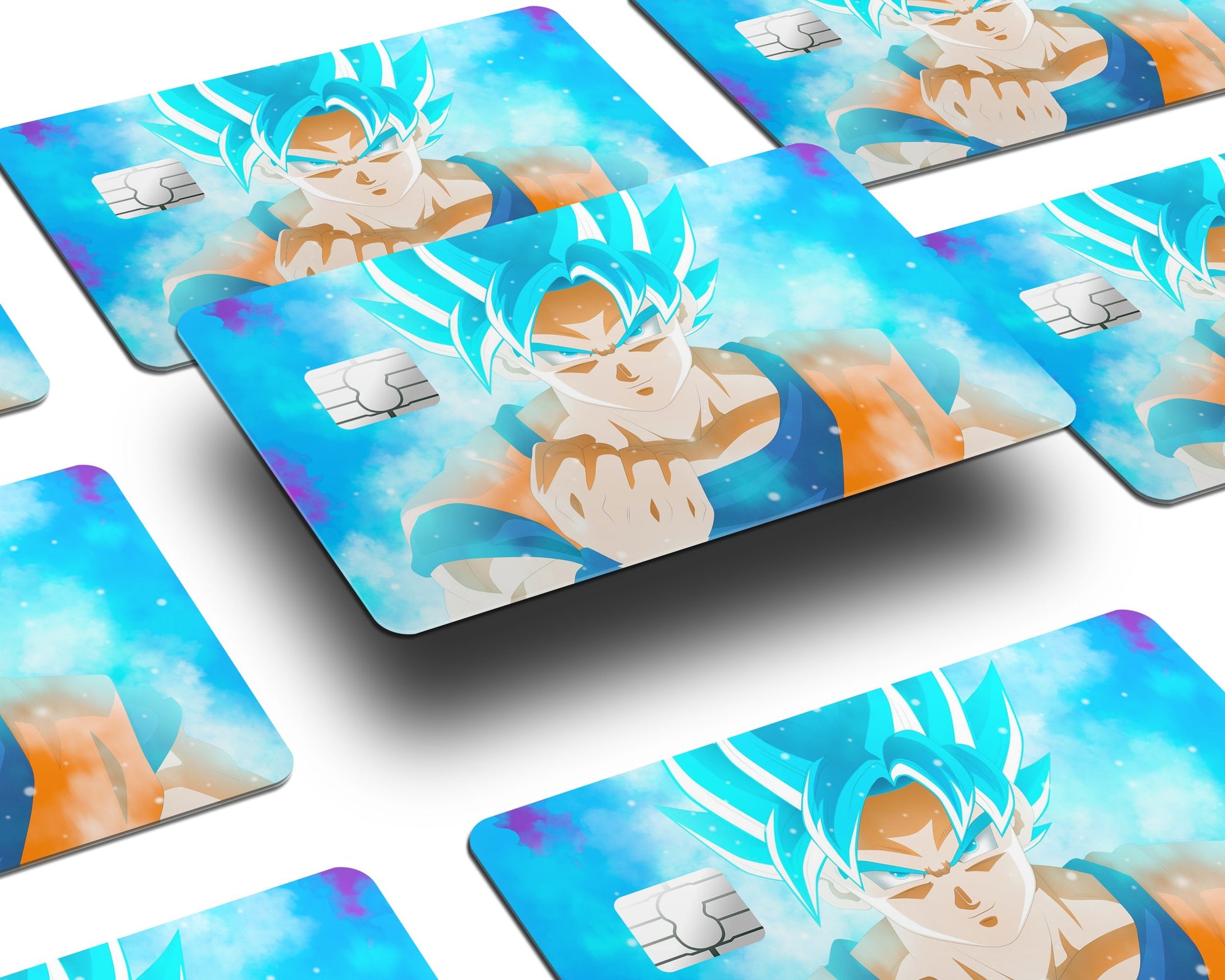 Anime Town Creations Credit Card Dragon Ball Goku Blue Half Skins - Anime Dragon Ball Skin