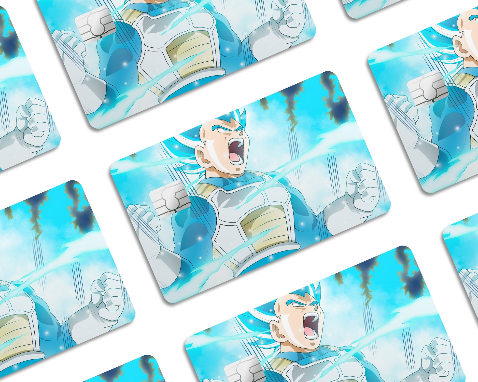 Anime Town Creations Credit Card Dragon Ball Vegeta Blue Half Skins - Anime Dragon Ball Skin