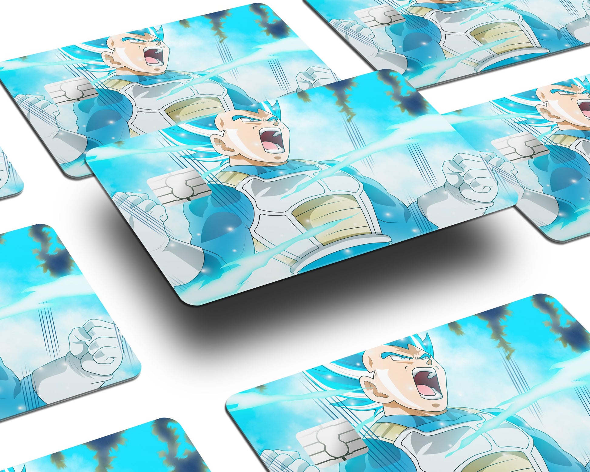 Anime Town Creations Credit Card Dragon Ball Vegeta Blue Half Skins - Anime Dragon Ball Skin