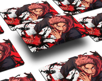 Anime Town Creations Credit Card Jujutsu Kaisen Yuji Itadori Black Flash Half Skins - Anime Jujutsu Kaisen Skin