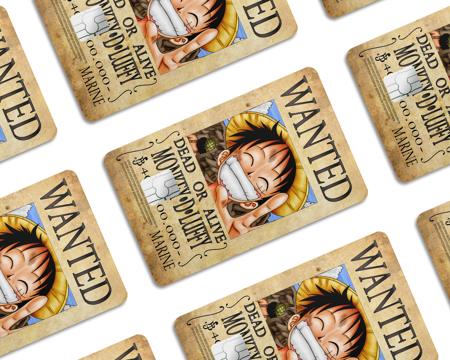 Anime Town Creations Credit Card One Piece Luffy Wanted Poster Half Skins - Anime One Piece Skin