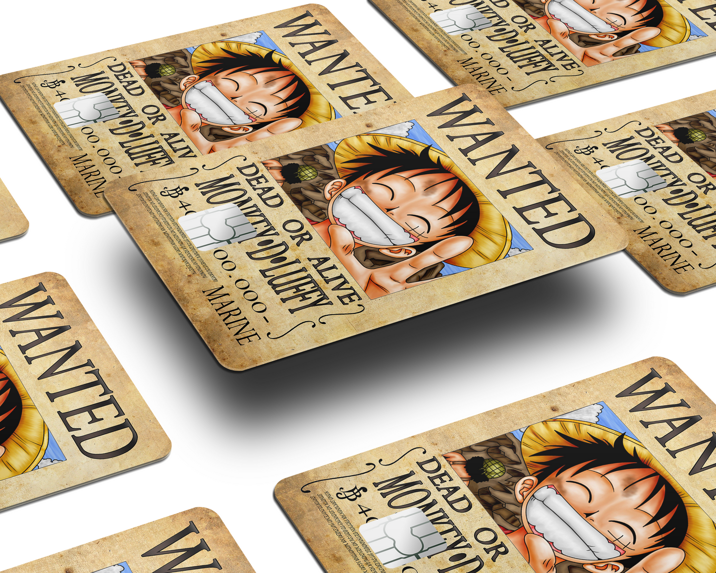 Anime Town Creations Credit Card One Piece Luffy Wanted Poster Half Skins - Anime One Piece Skin