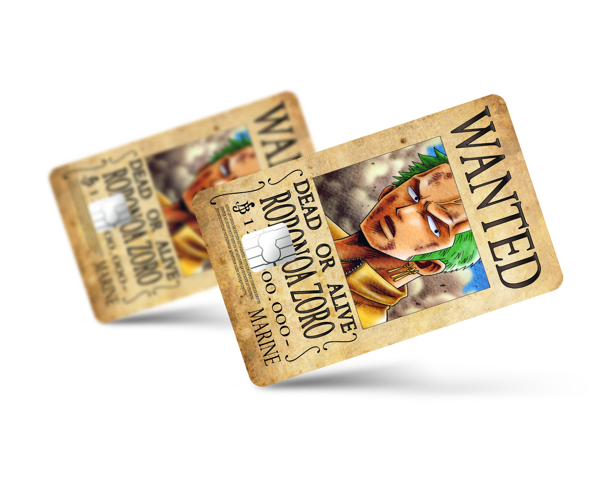 ワンピース ウォンテッドシート カード One Piece Zoro Wanted Poster Credit Card Skin – Anime Town Creations