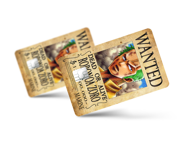 One Piece Zoro Wanted Poster Credit Card Skin – Anime Town Creations