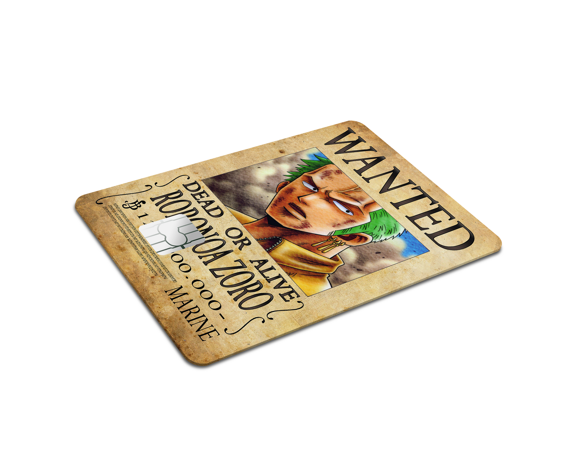 Anime Town Creations Credit Card One Piece Zoro Wanted Poster Full Skins - Anime One Piece Skin