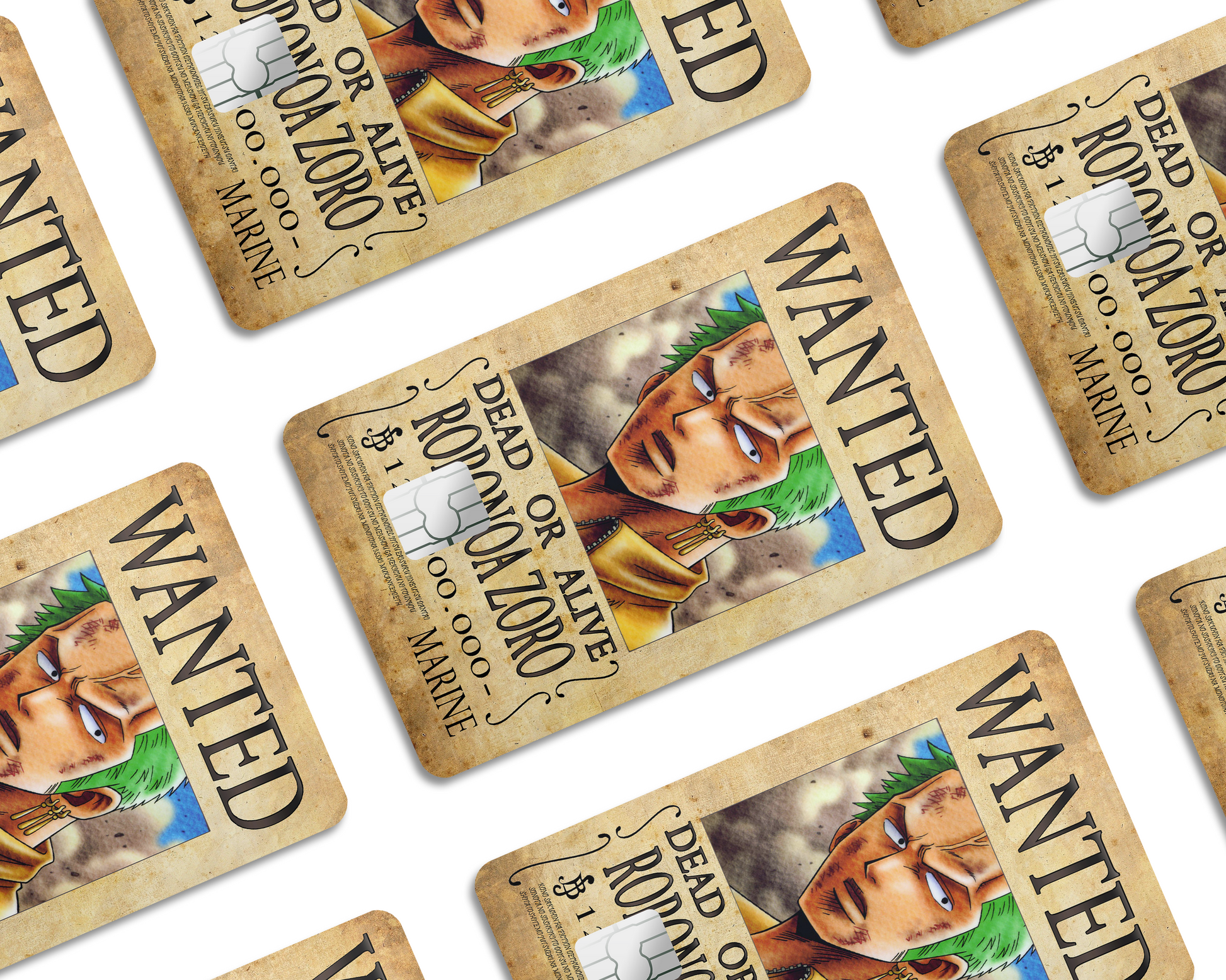 Anime Town Creations Credit Card One Piece Zoro Wanted Poster Half Skins - Anime One Piece Skin