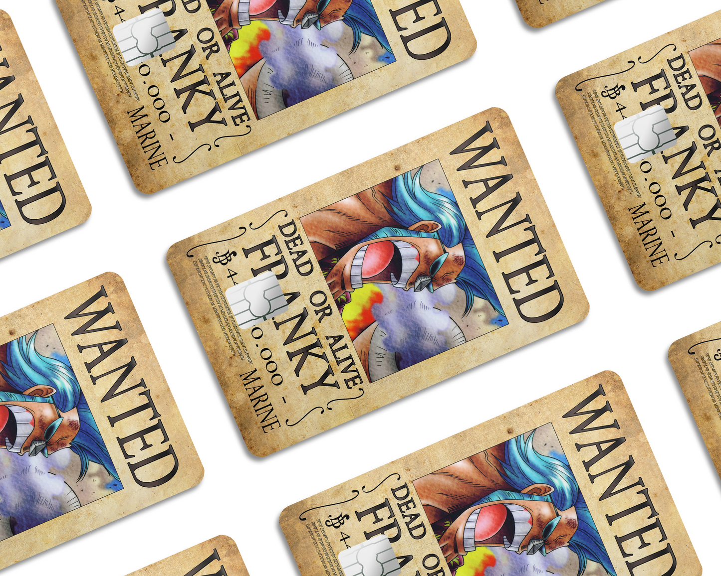 Anime Town Creations Credit Card One Piece Franky Wanted Poster Half Skins - Anime One Piece Skin