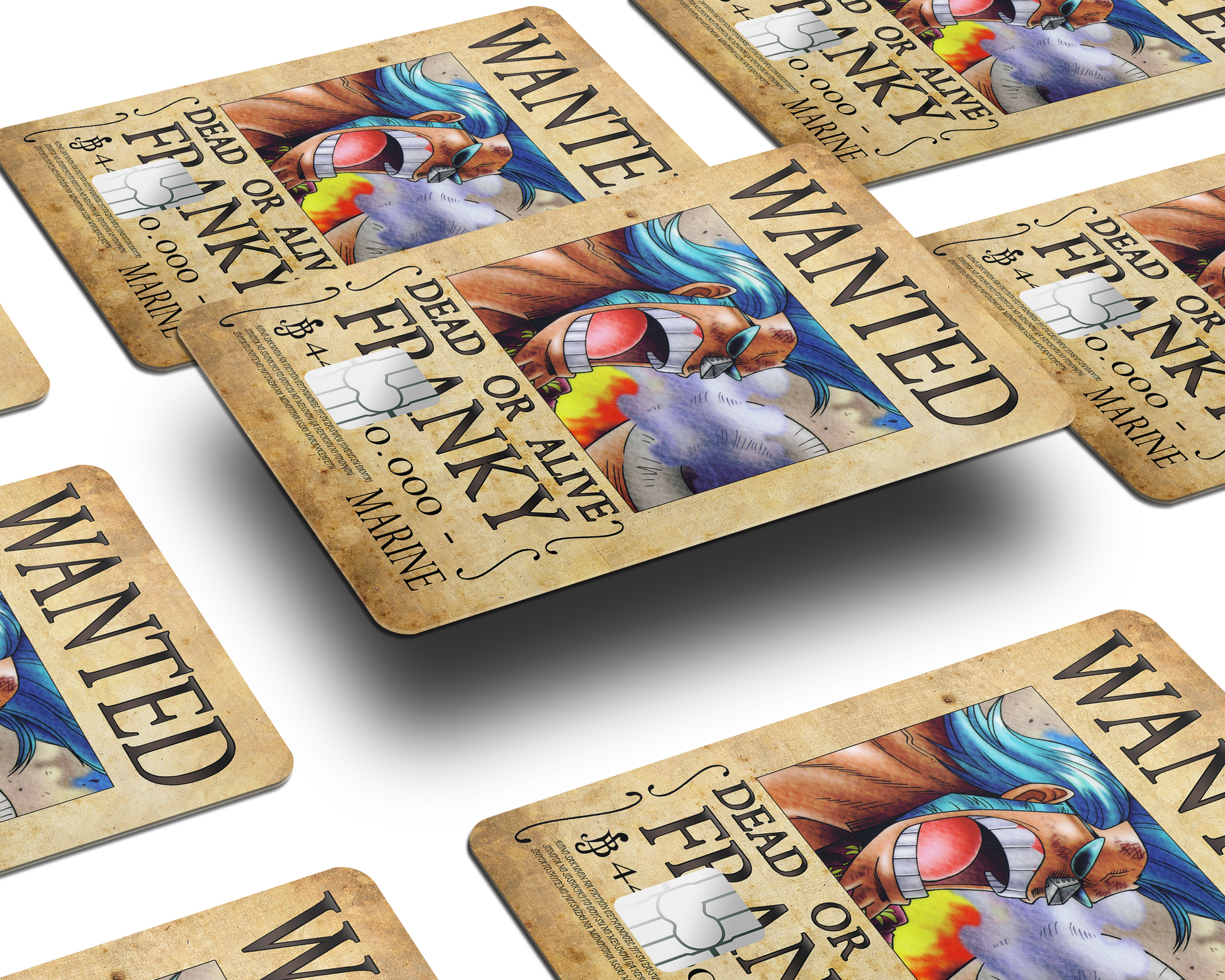 Anime Town Creations Credit Card One Piece Franky Wanted Poster Half Skins - Anime One Piece Skin