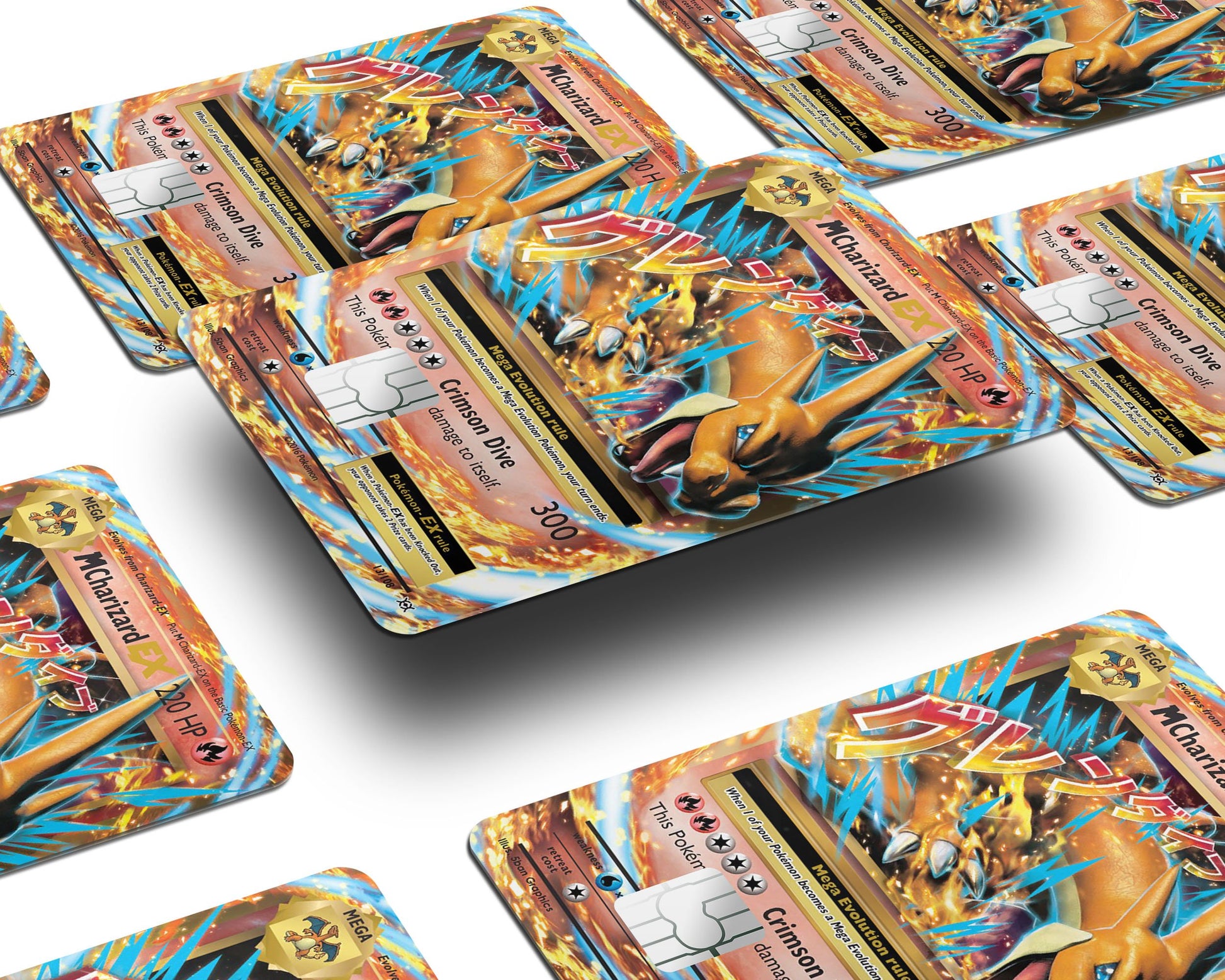 Anime Town Creations Credit Card Mega Charizard Pokemon Card Half Skins - Anime Pokemon Skin