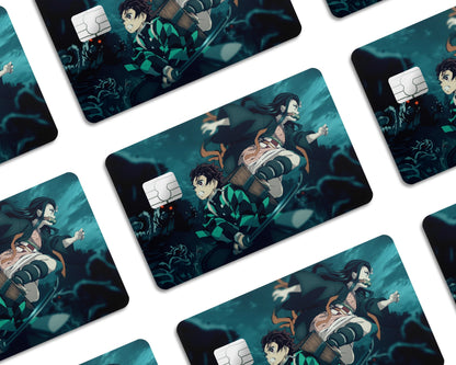 Anime Town Creations Credit Card Demon Slayer Tanjiro & Nezuko Intro Half Skins - Anime Demon Slayer Skin