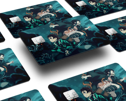 Anime Town Creations Credit Card Demon Slayer Tanjiro & Nezuko Intro Half Skins - Anime Demon Slayer Skin
