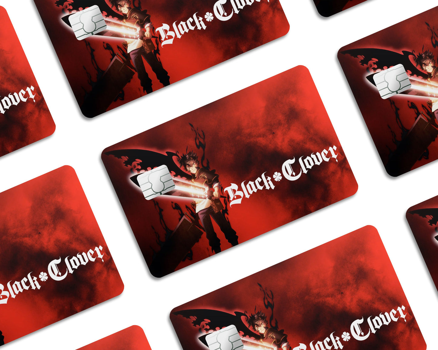 Anime Town Creations Credit Card Black Clover Asta Red Half Skins - Anime Black Clover Credit Card Skin
