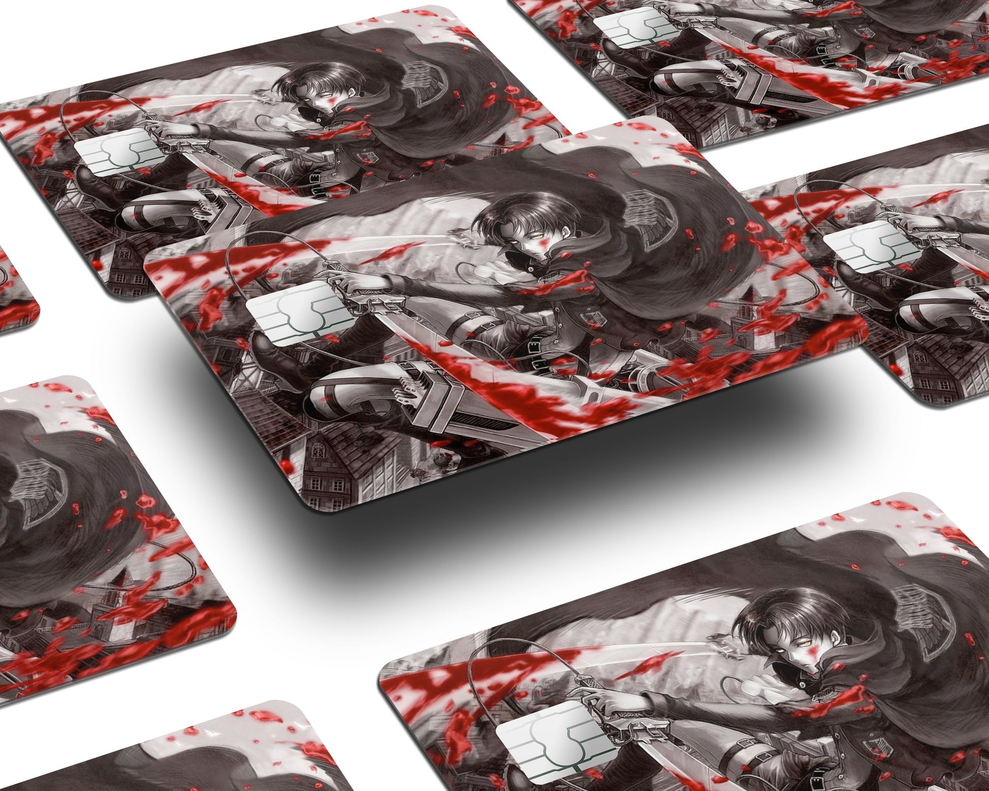 Anime Town Creations Credit Card Attack on Titan Eren Yeager Red Half Skins - Anime Attack on Titan Credit Card Skin