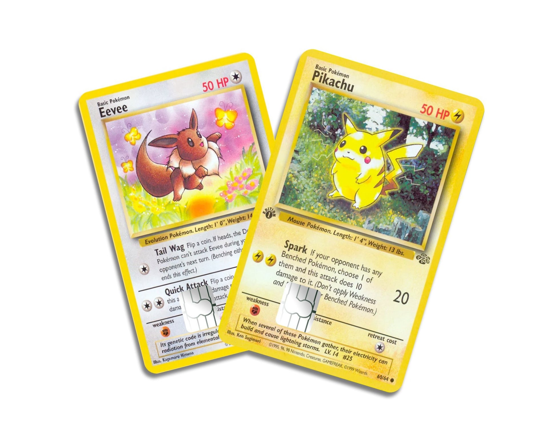 first edition pikachu card 60 64 Pokemon Pikachu & Eevee Credit Card Bundle Skin