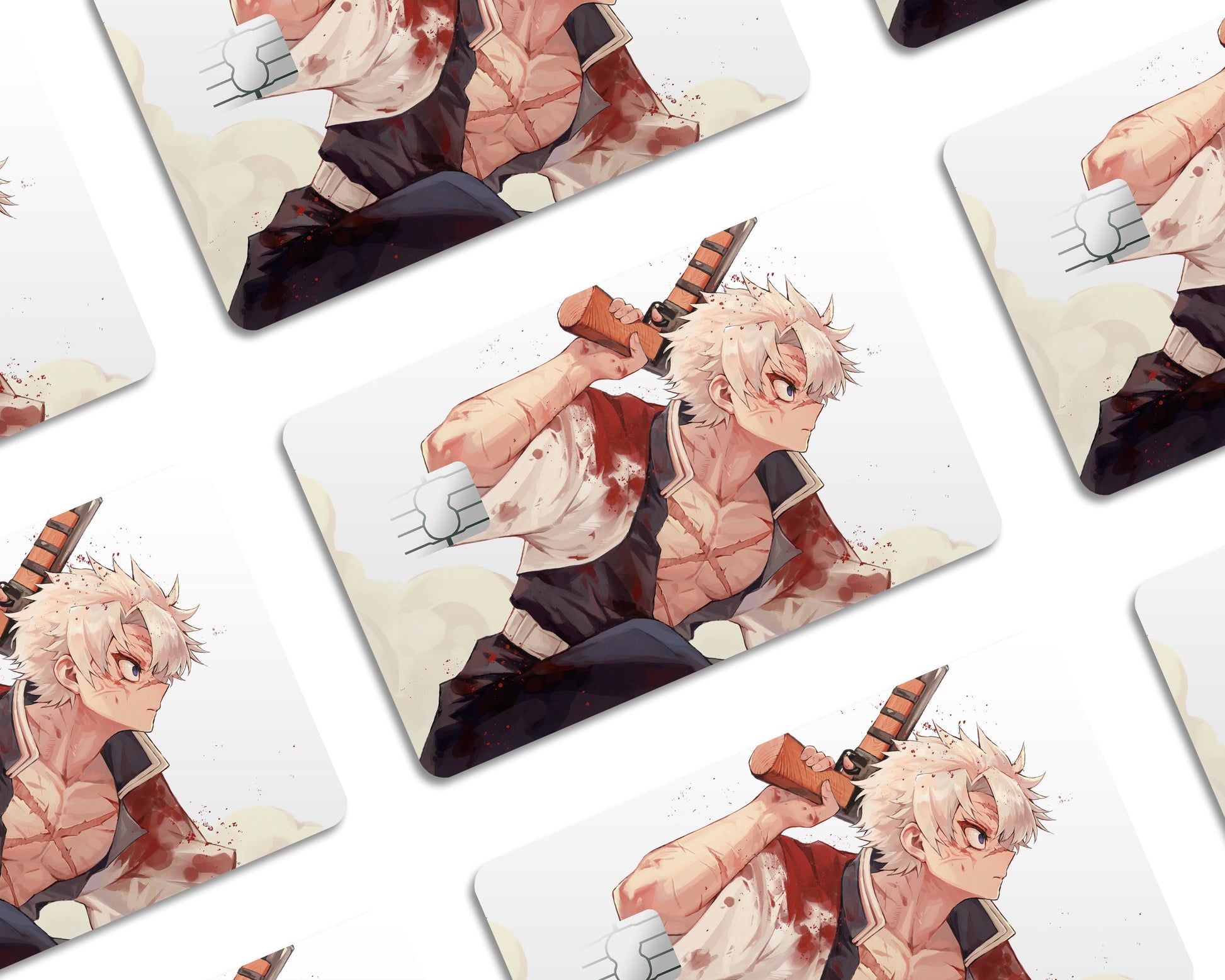 Anime Town Creations Credit Card Sanemi Shinazugawa Wind Hashira Half Skins - Anime Demon Slayer Credit Card Skin
