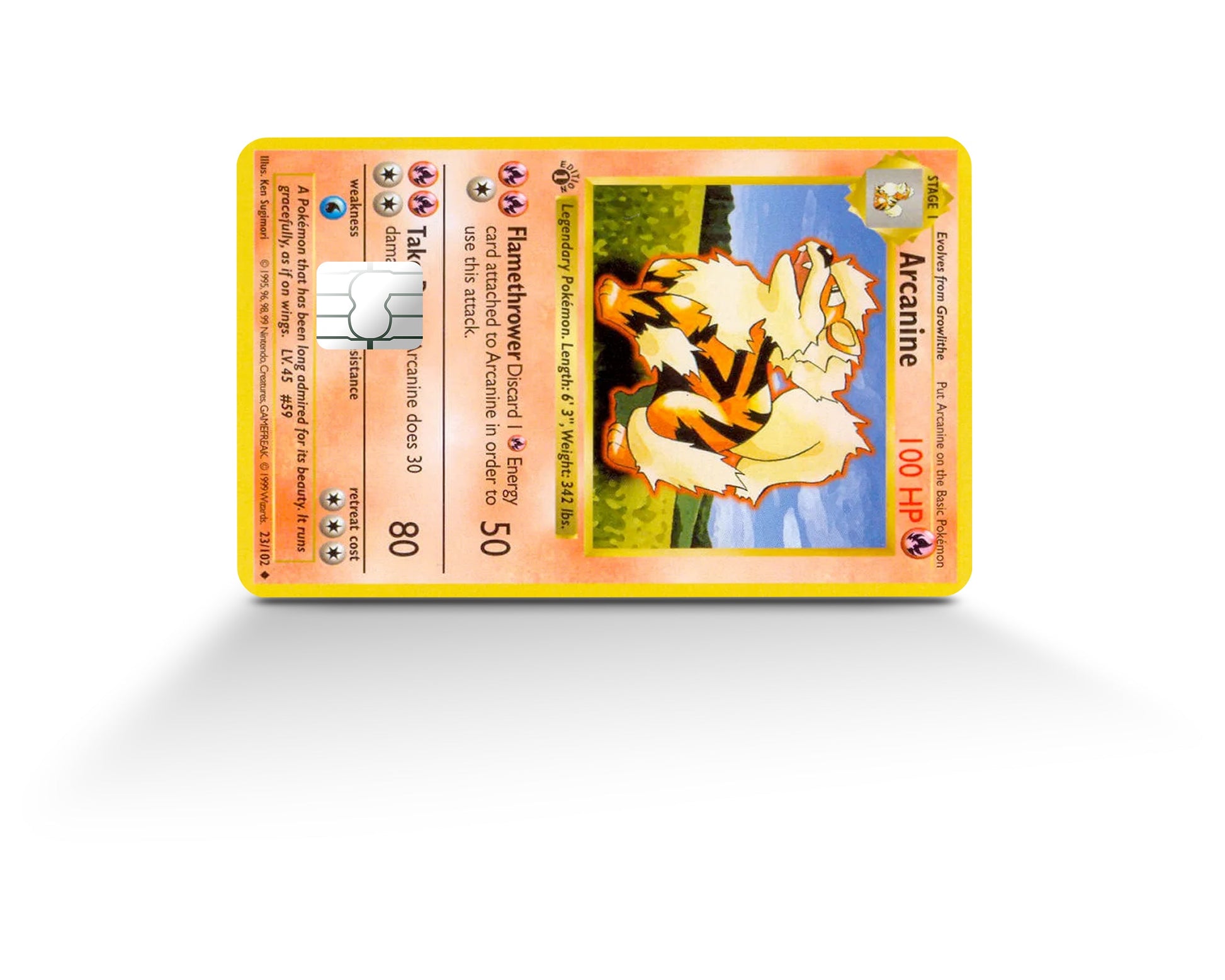 Anime Town Creations Credit Card Arcanine Pokemon Card Full Skins - Anime Pokemon Credit Card Skin