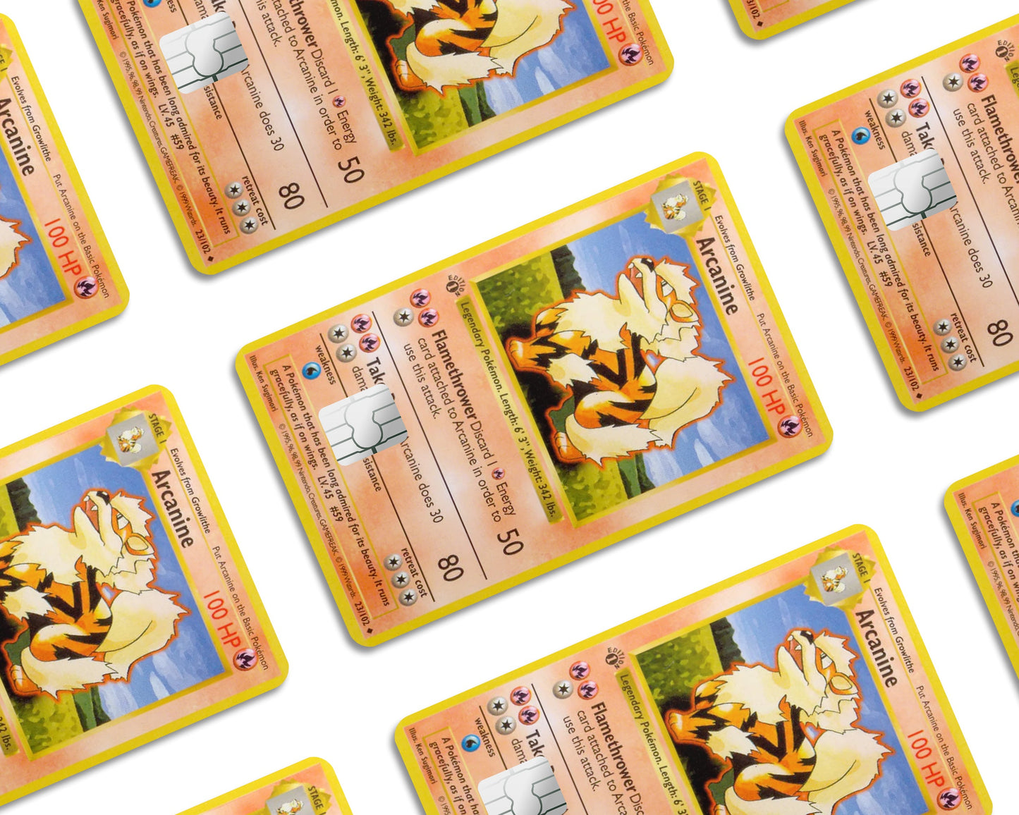 Anime Town Creations Credit Card Arcanine Pokemon Card Half Skins - Anime Pokemon Credit Card Skin