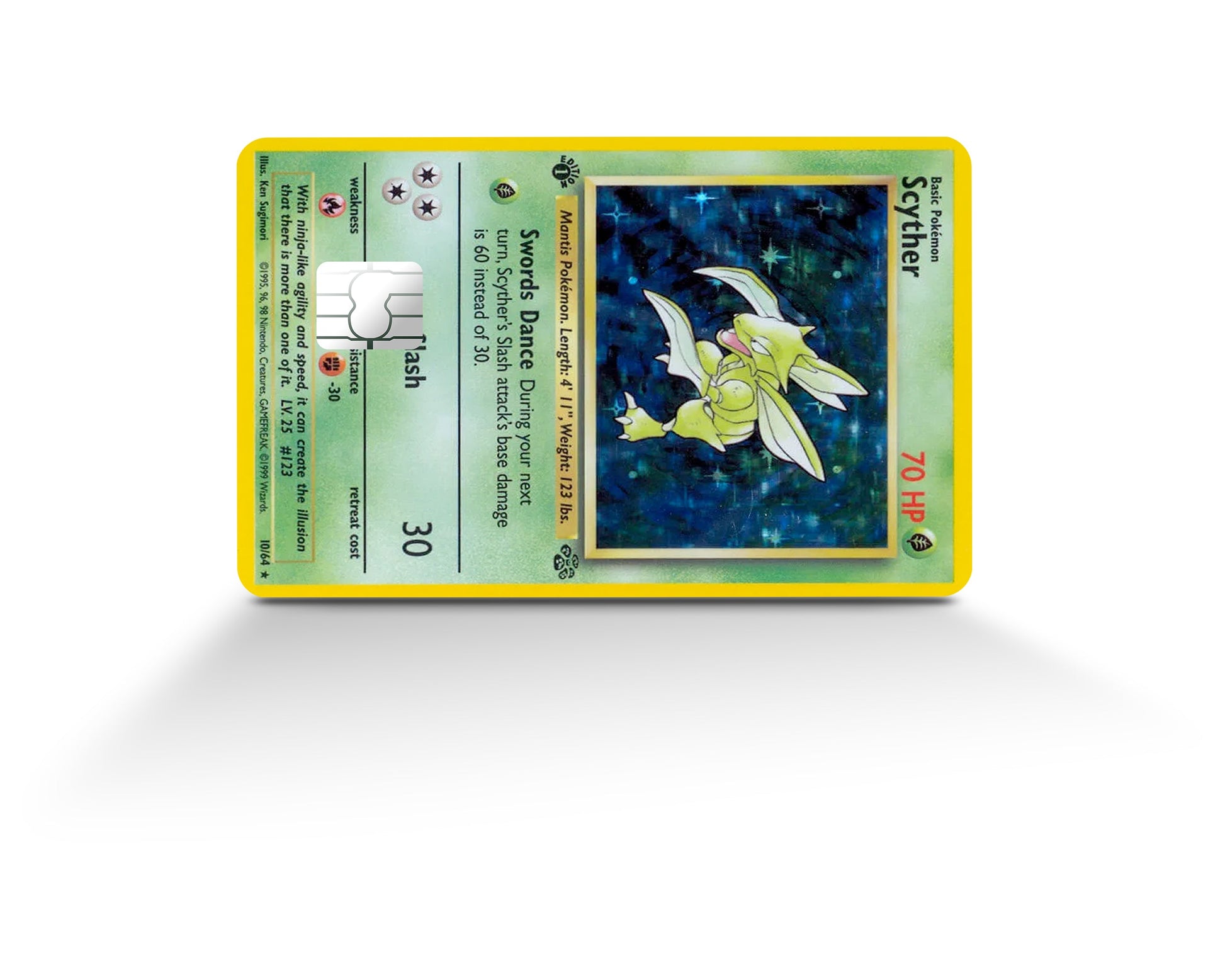 shiny scyther pokemon card Scyther Pokemon Card Credit Card Credit Card Skin – Anime Town Creations