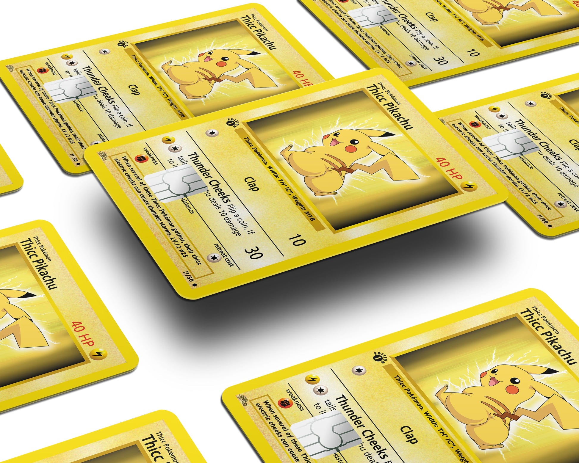 Anime Town Creations Credit Card Thicc Pikachu Pokemon Card Half Skins - Anime Pokemon Credit Card Skin