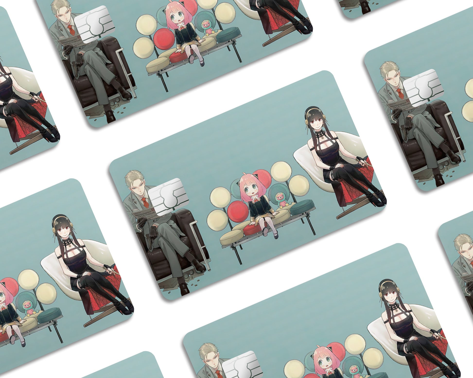 Anime Town Creations Credit Card Spy x Family Forger Fam Seats Half Skins - Anime Spy x Family Credit Card Skin