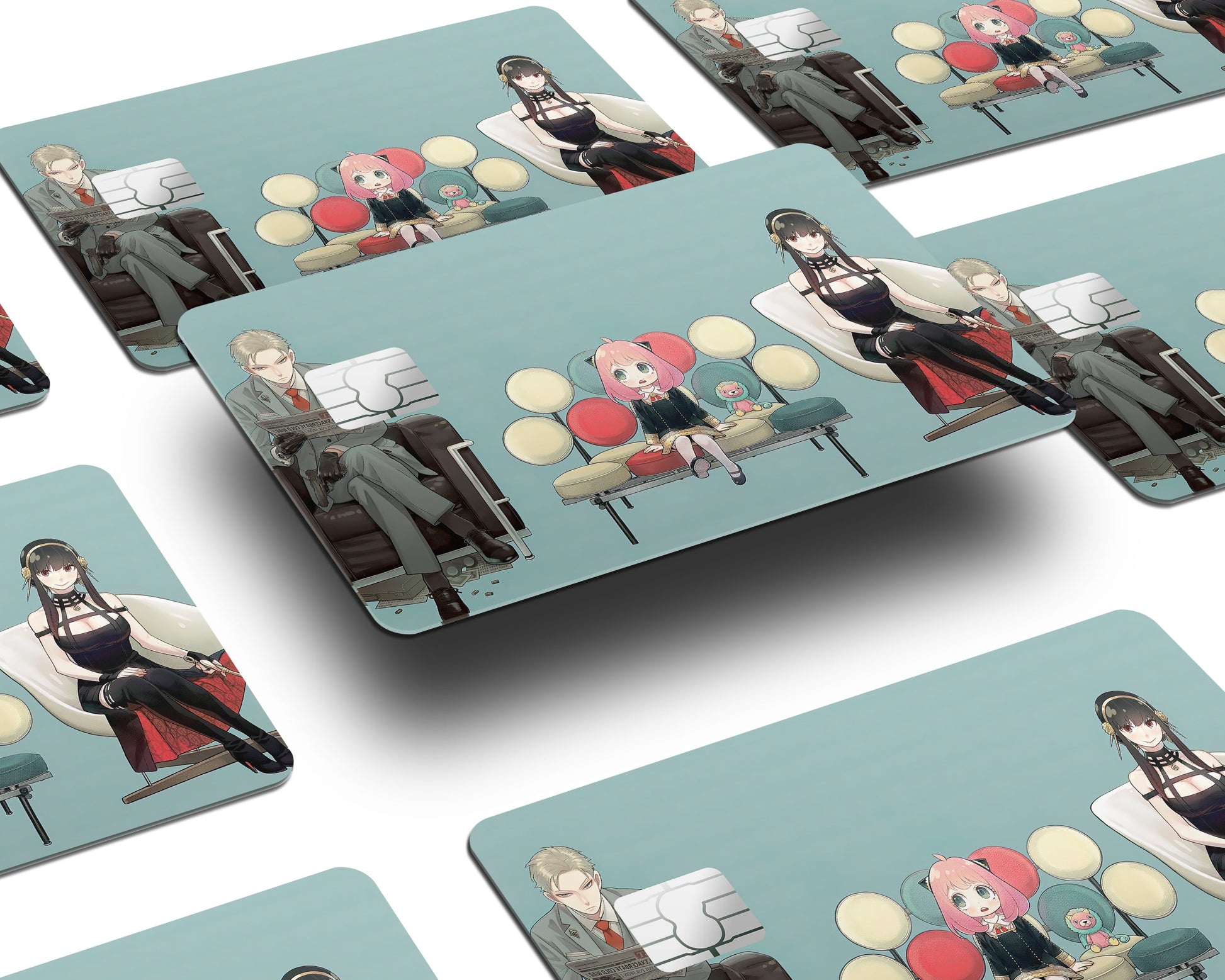 Anime Town Creations Credit Card Spy x Family Forger Fam Seats Half Skins - Anime Spy x Family Credit Card Skin