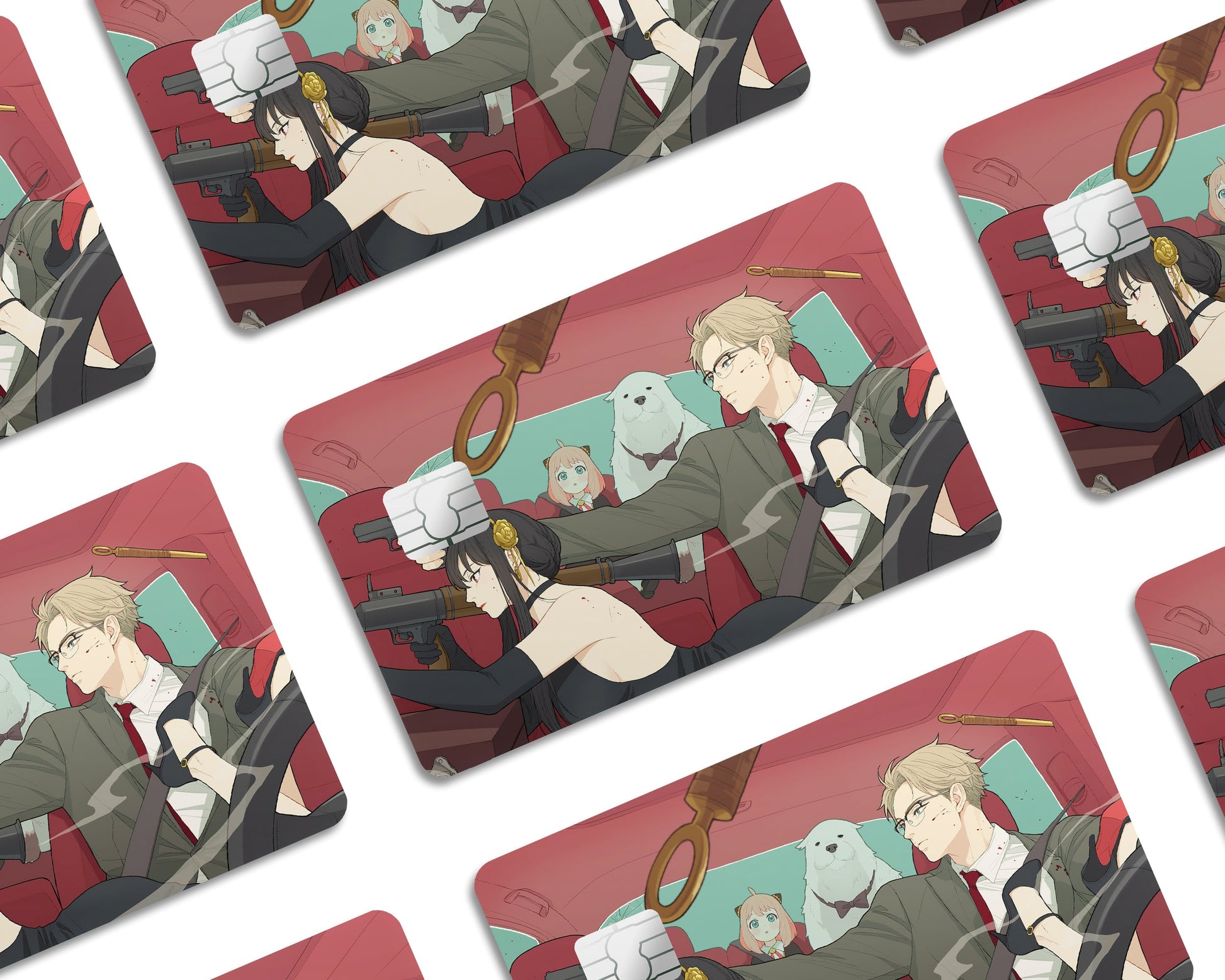 Anime Town Creations Credit Card Spy x Family Family Outing Half Skins - Anime Spy x Family Credit Card Skin