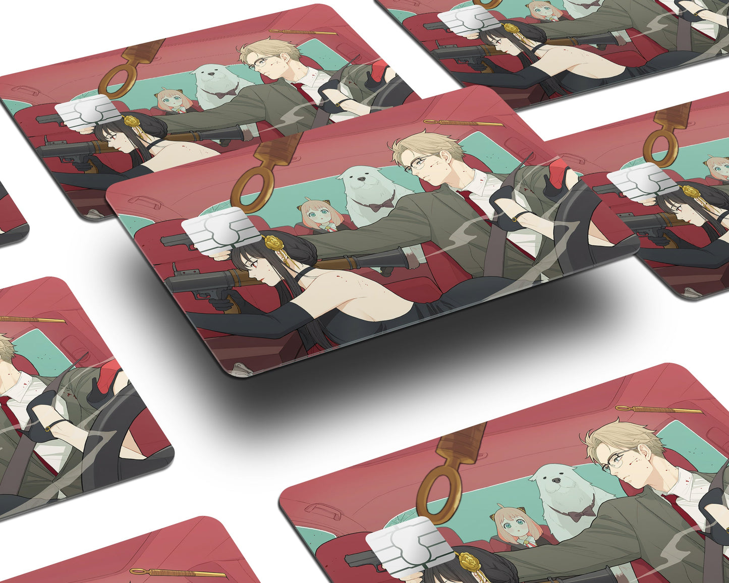 Anime Town Creations Credit Card Spy x Family Family Outing Half Skins - Anime Spy x Family Credit Card Skin