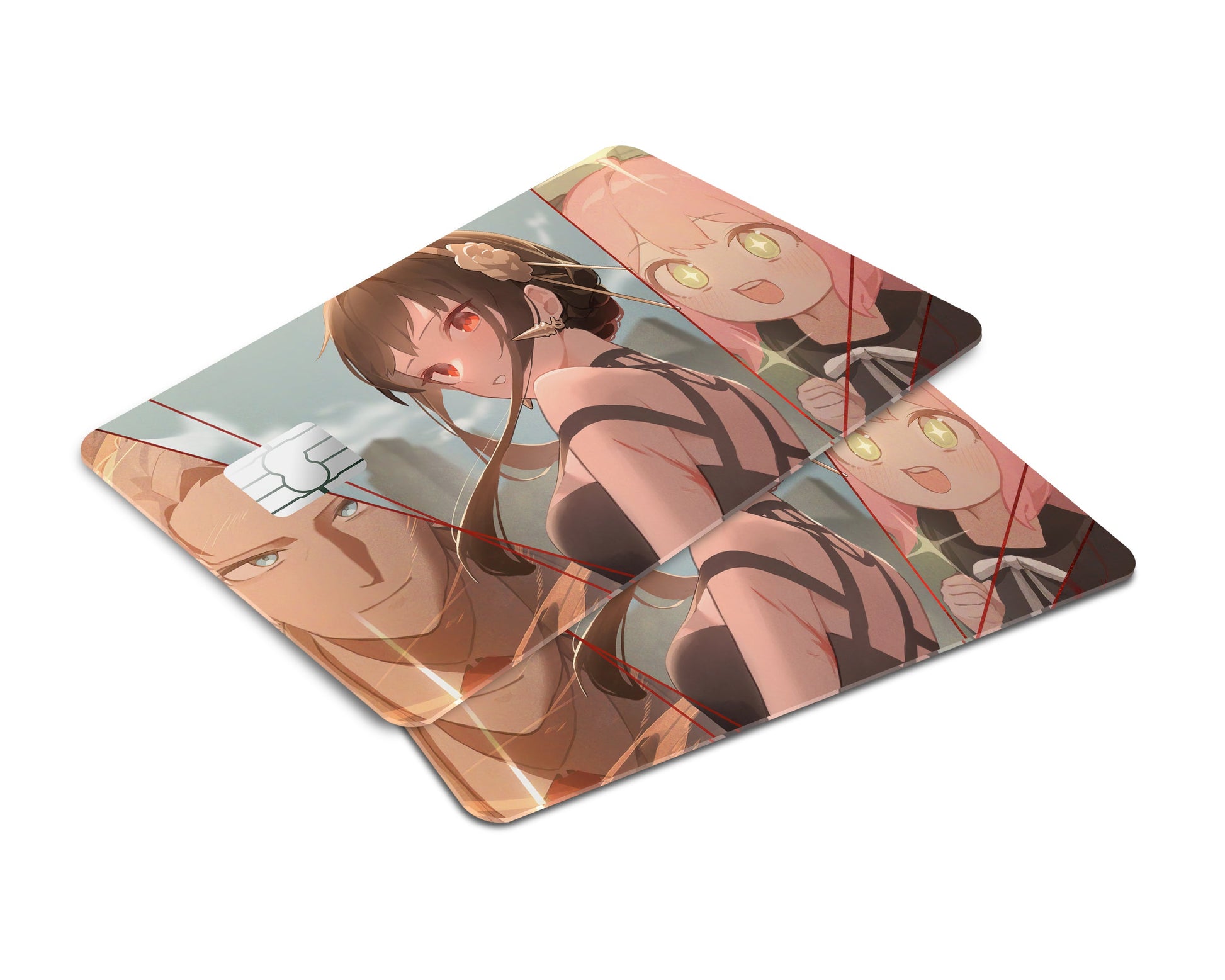 Anime Town Creations Credit Card Spy x Family Yor, Loid & Anya Window Skins - Anime Spy x Family Credit Card Skin
