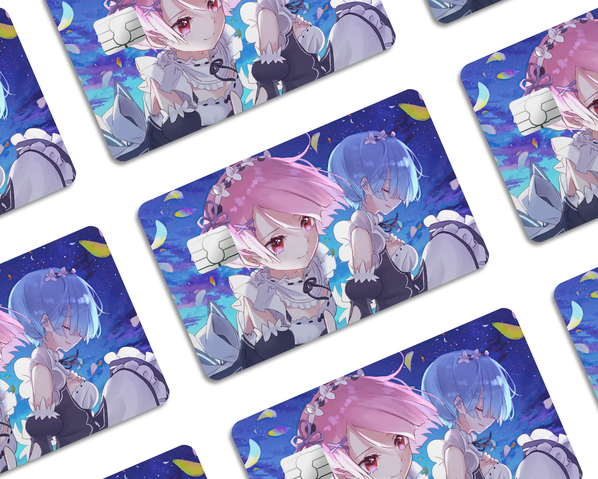 Anime Town Creations Credit Card Rem & Ram Dreamy Half Skins - Anime Re: Zero Credit Card Skin