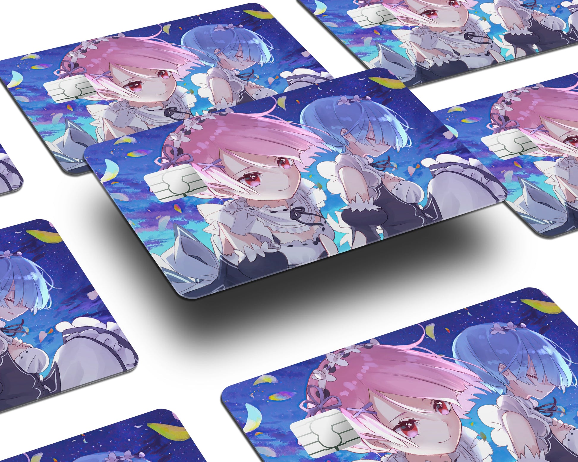 Anime Town Creations Credit Card Rem & Ram Dreamy Half Skins - Anime Re: Zero Credit Card Skin