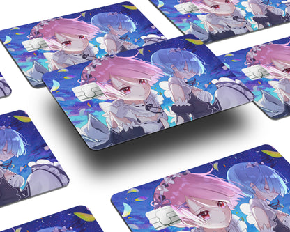 Anime Town Creations Credit Card Rem & Ram Dreamy Half Skins - Anime Re: Zero Credit Card Skin