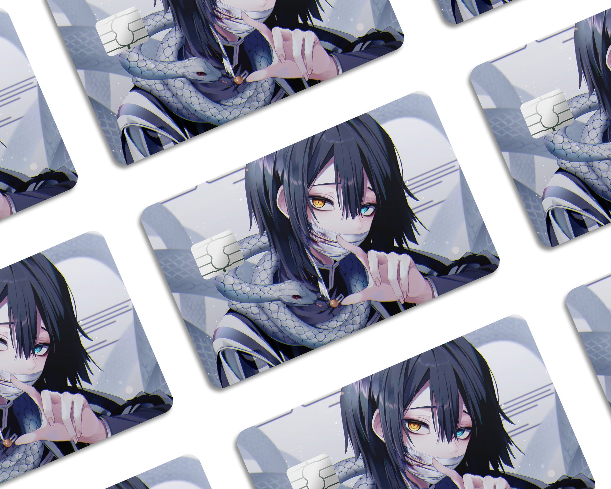Anime Town Creations Credit Card Demon Slayer Obanai Iguro Serpent Hashira Half Skins - Anime Demon Slayer Credit Card Skin