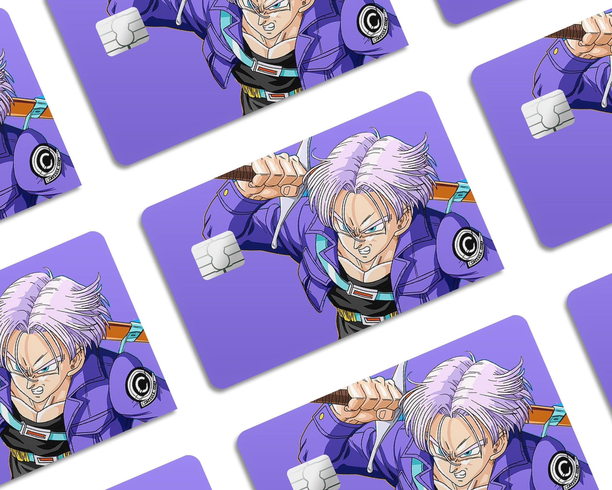 Anime Town Creations Credit Card Dragon Ball Trunks Minimalist Purple Half Skins - Anime Dragon Ball Credit Card Skin