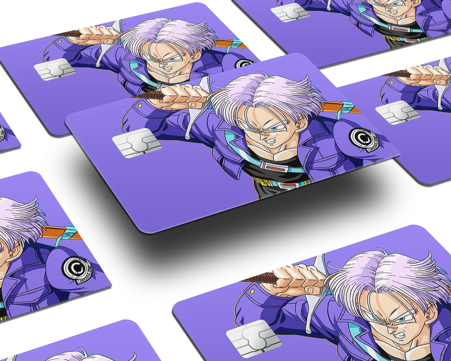 Anime Town Creations Credit Card Dragon Ball Trunks Minimalist Purple Half Skins - Anime Dragon Ball Credit Card Skin