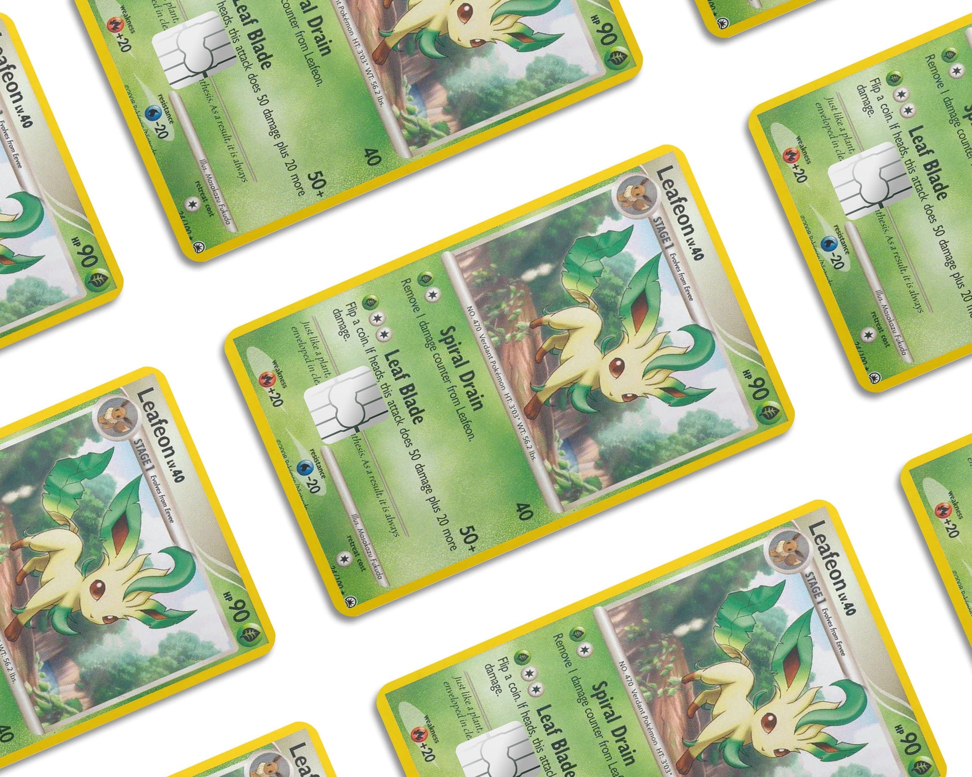 Anime Town Creations Credit Card Leafeon Pokemon Card Window Skins - Anime Pokemon Credit Card Skin