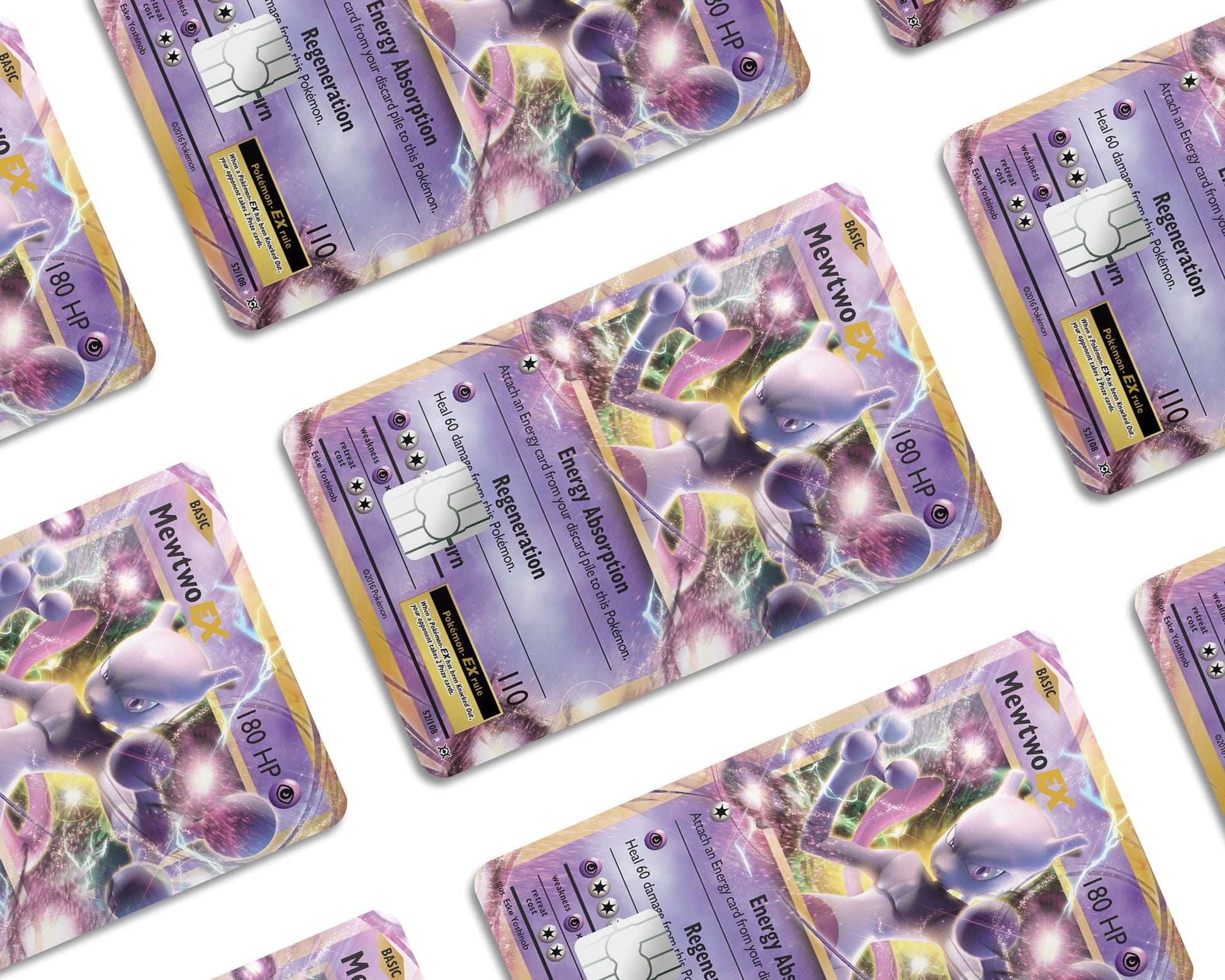 Anime Town Creations Credit Card Mewtwo EX Pokemon Card Window Skins - Anime Pokemon Credit Card Skin