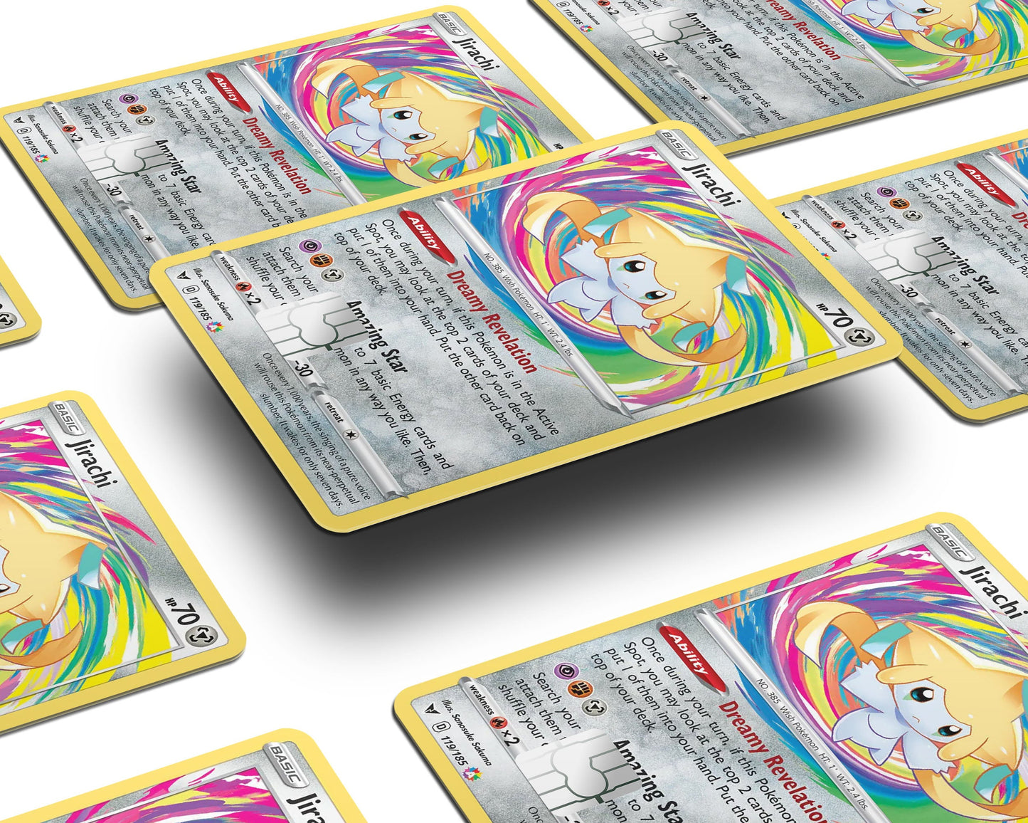 Anime Town Creations Credit Card Jirachi Pokemon Card Window Skins - Anime Pokemon Credit Card Skin