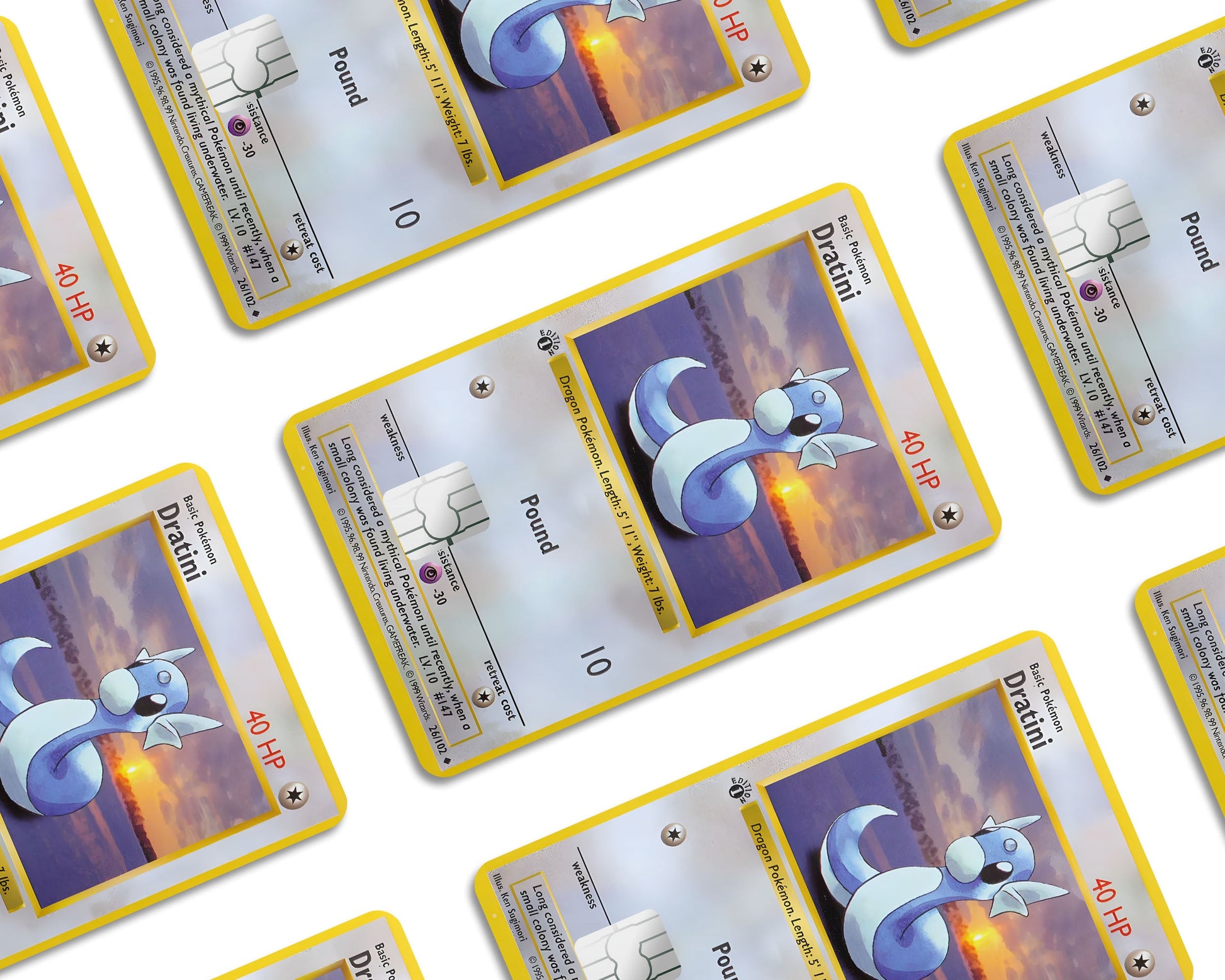 Anime Town Creations Credit Card Dratini Pokemon Card Window Skins - Anime Pokemon Credit Card Skin