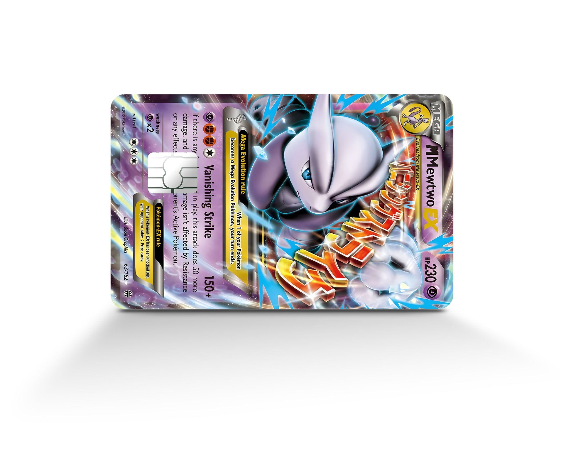 Anime Town Creations Credit Card Mega Mewtwo X Pokemon Card Full Skins - Anime Pokemon Credit Card Skin