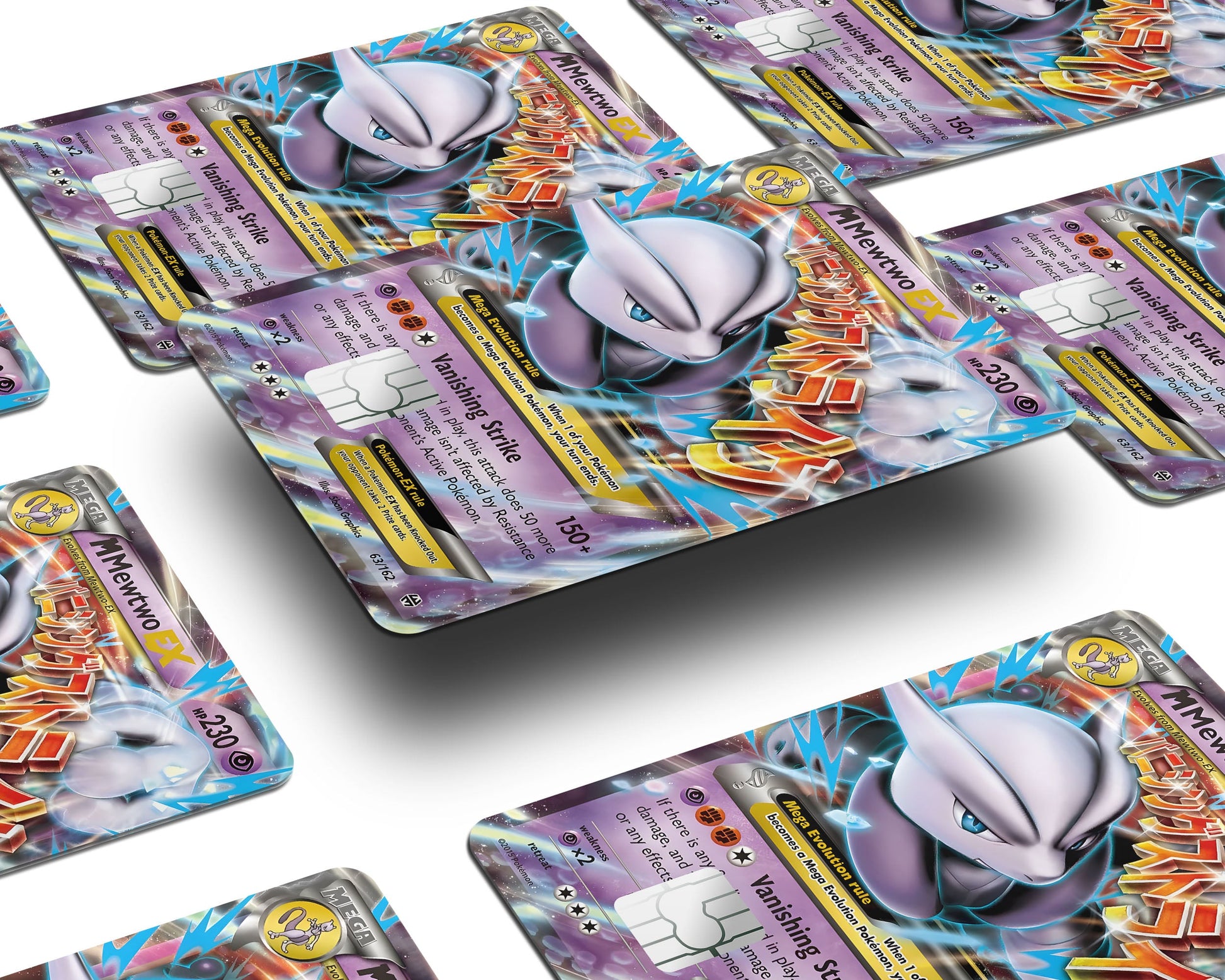Anime Town Creations Credit Card Mega Mewtwo X Pokemon Card Window Skins - Anime Pokemon Credit Card Skin