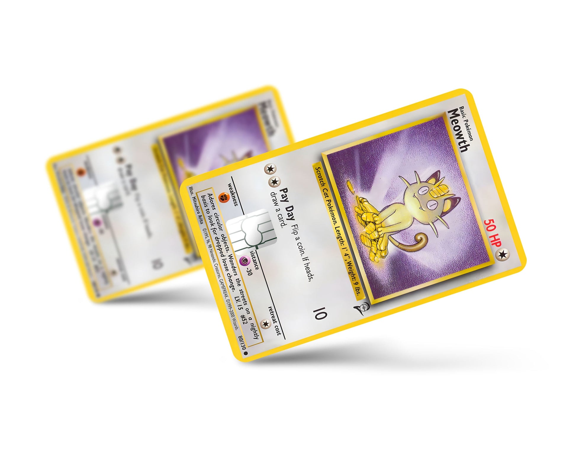 first edition meowth pokemon card Meowth Pokemon Card Credit Card Credit Card Skin – Anime Town Creations