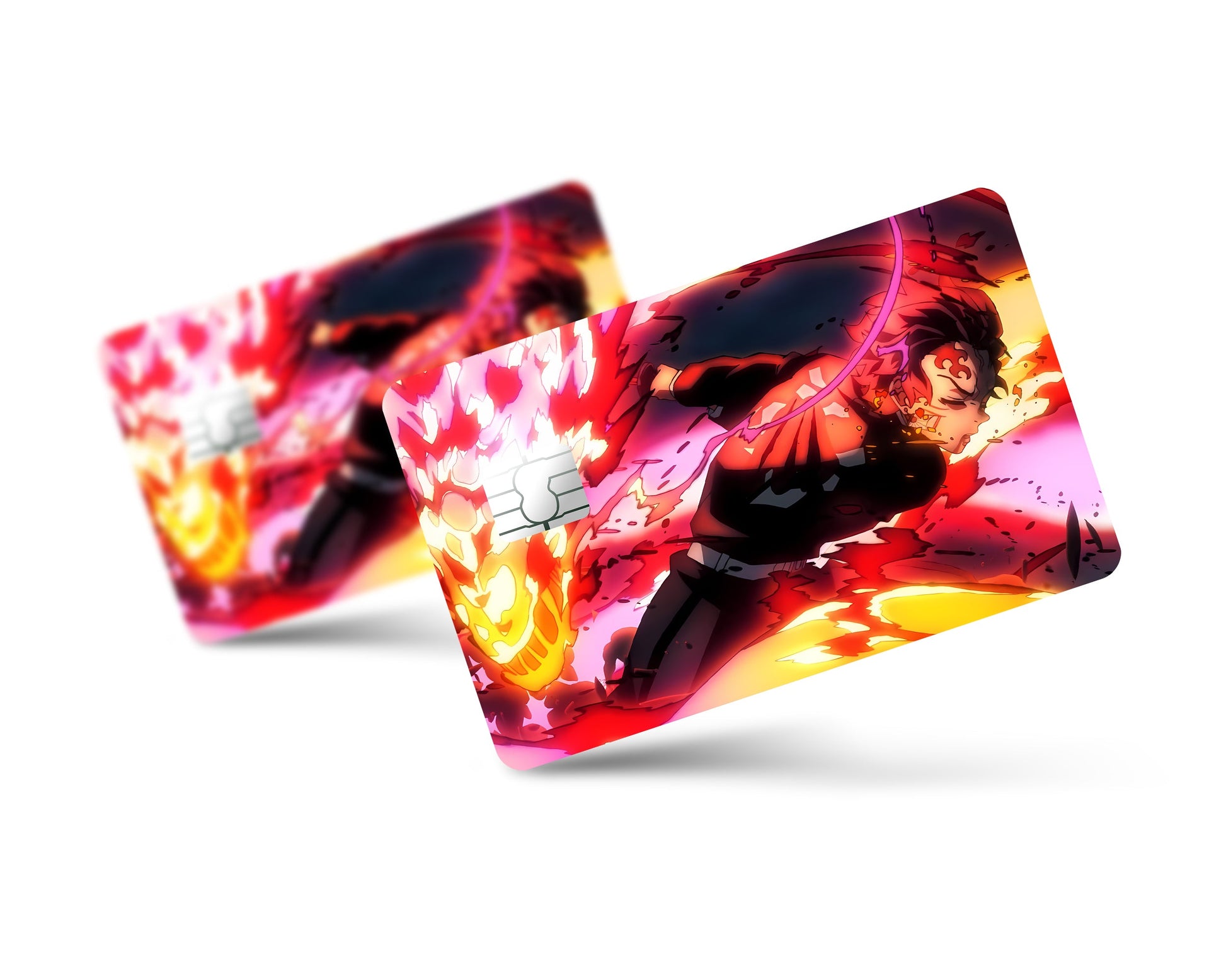 Anime Town Creations Credit Card Demon Slayer Tanjiro Sun Breathing Flames Full Skins - Anime Demon Slayer Credit Card Skin
