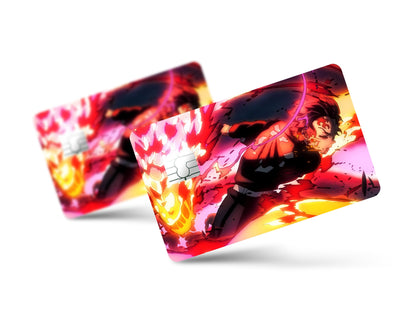 Anime Town Creations Credit Card Demon Slayer Tanjiro Sun Breathing Flames Full Skins - Anime Demon Slayer Credit Card Skin