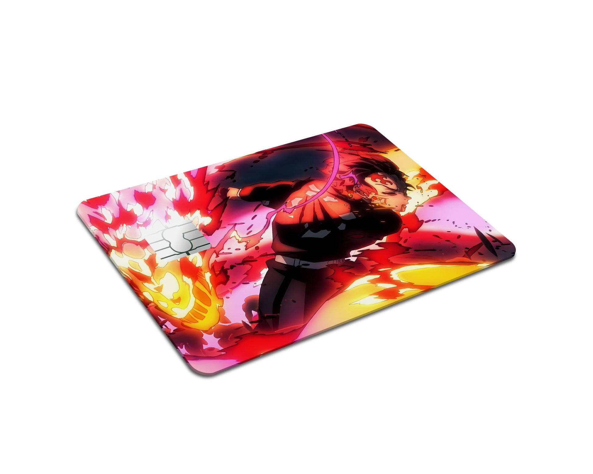 Anime Town Creations Credit Card Demon Slayer Tanjiro Sun Breathing Flames Full Skins - Anime Demon Slayer Credit Card Skin