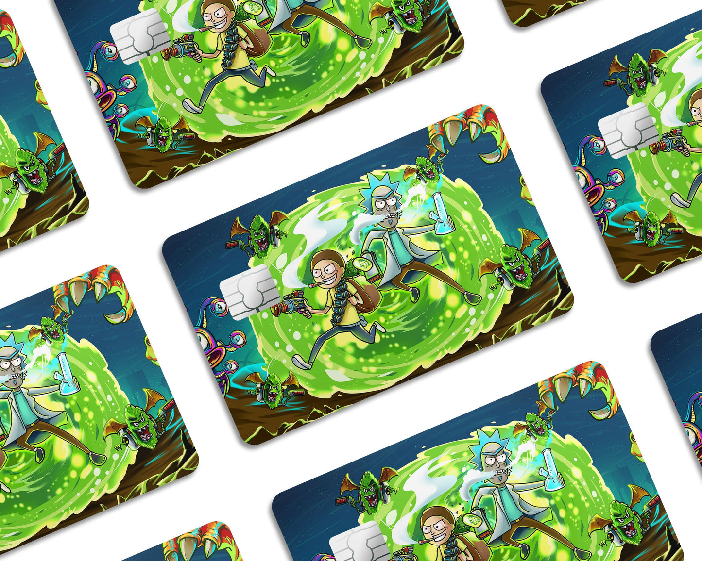 Anime Town Creations Credit Card Rick and Morty Portal Time Window Skins - Anime Rick and Morty Credit Card Skin