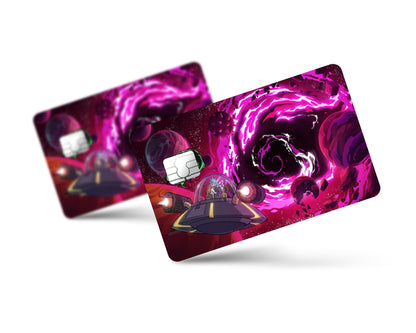 Anime Town Creations Credit Card Rick and Morty Space Travel Purple Full Skins - Anime Rick and Morty Credit Card Skin