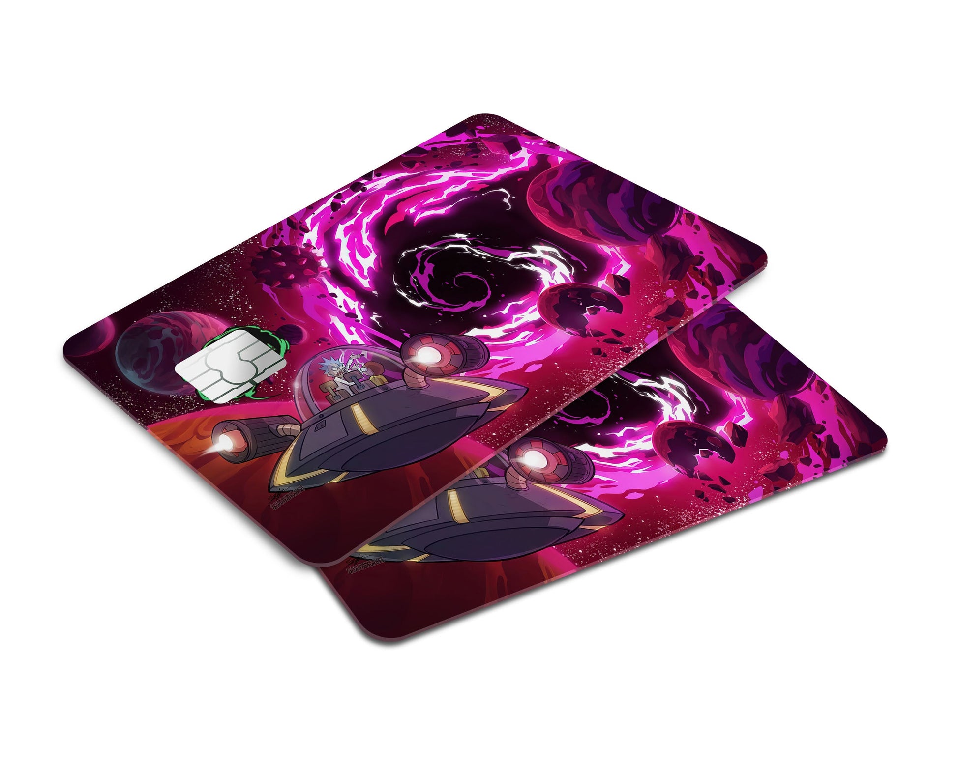 Anime Town Creations Credit Card Rick and Morty Space Travel Purple Window Skins - Anime Rick and Morty Credit Card Skin