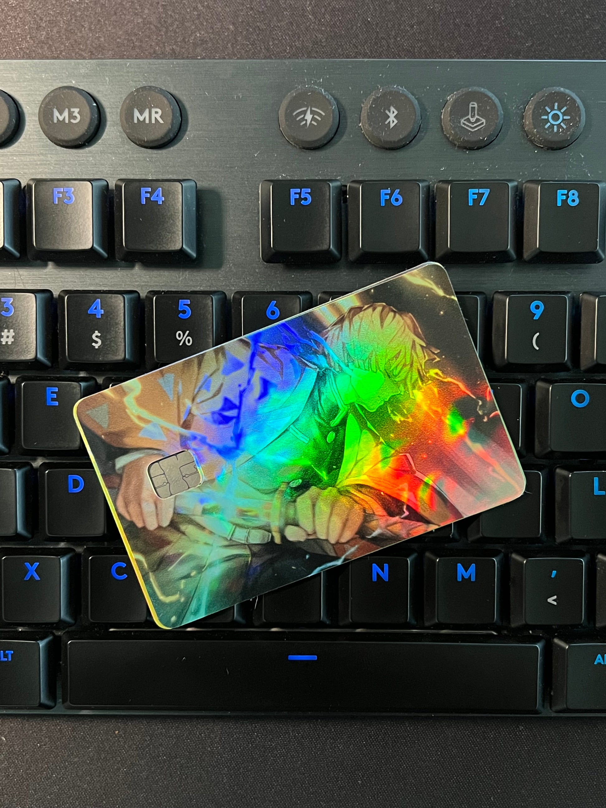 Anime Town Creations Holographic Credit Card Demon Slayer Zenitsu Agatsuma Full Skins - Anime Demon Slayer Holographic Credit Card Skin