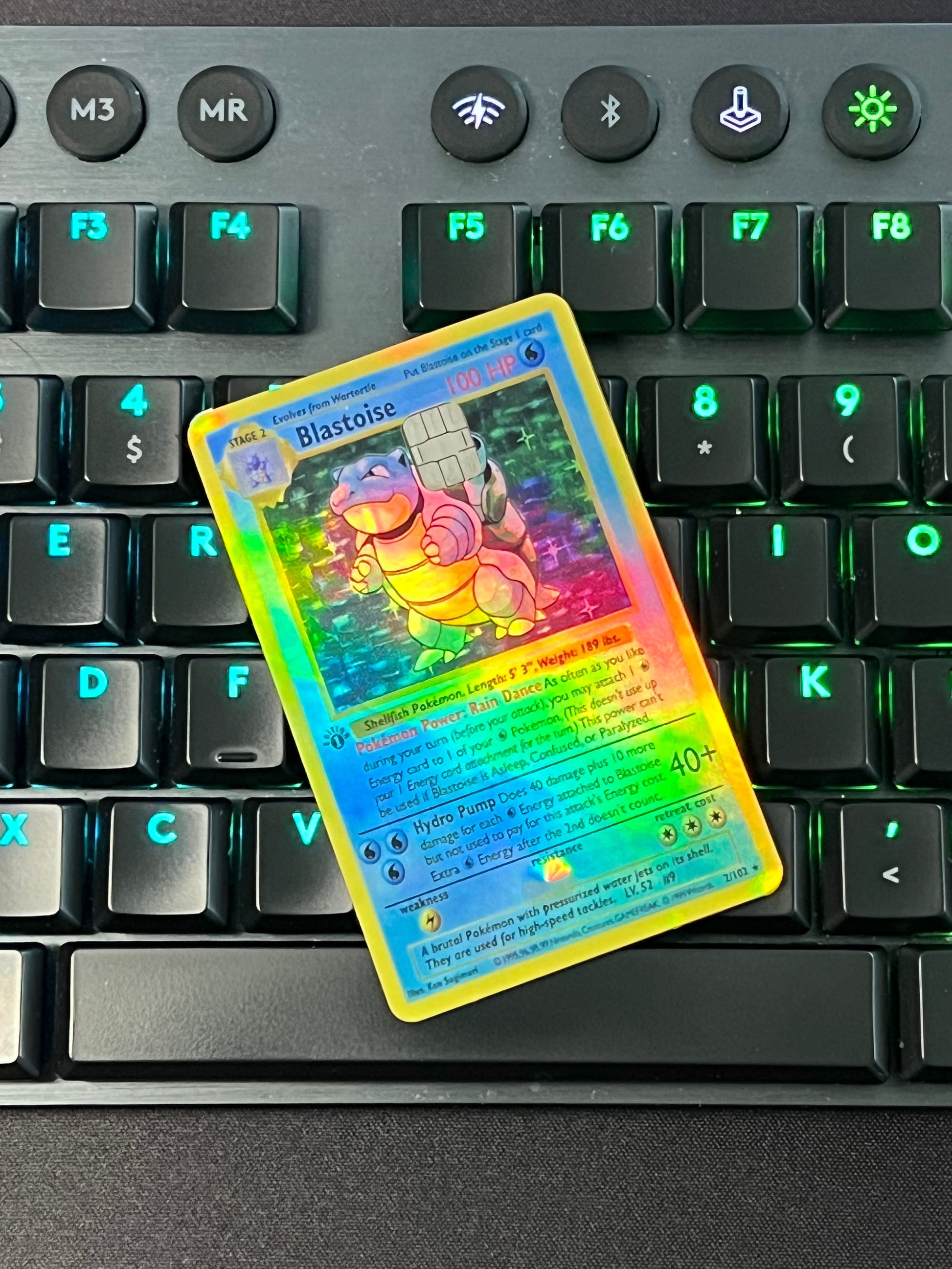 Anime Town Creations Holographic Credit Card Blastoise Pokemon Card Full Skins - Anime Pokemon Holographic Credit Card Skin